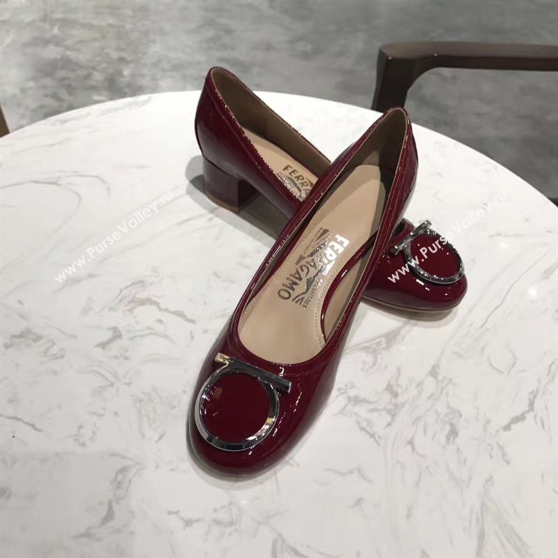 Ferragamo 4cm heels sandals wine paint shoes 4314