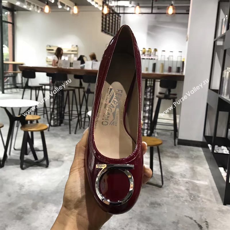 Ferragamo 4cm heels sandals wine paint shoes 4314