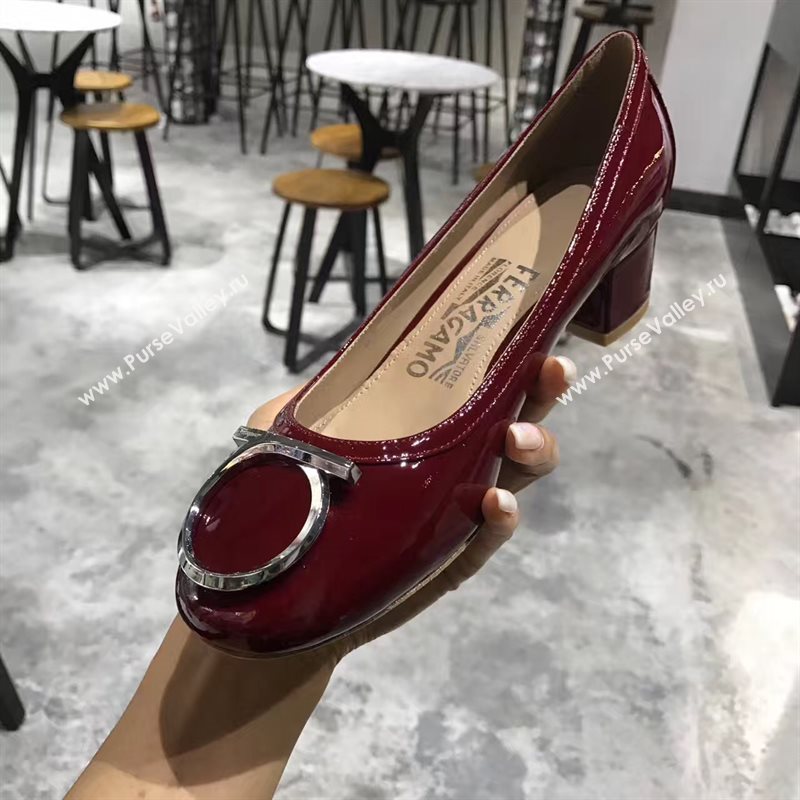 Ferragamo 4cm heels sandals wine paint shoes 4314