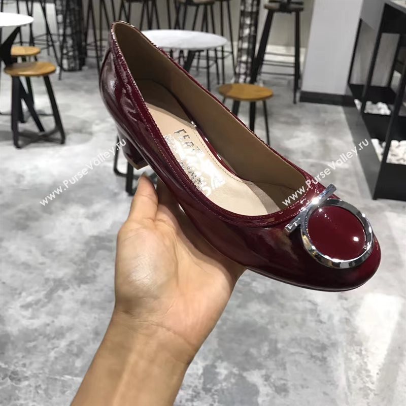 Ferragamo 4cm heels sandals wine paint shoes 4314