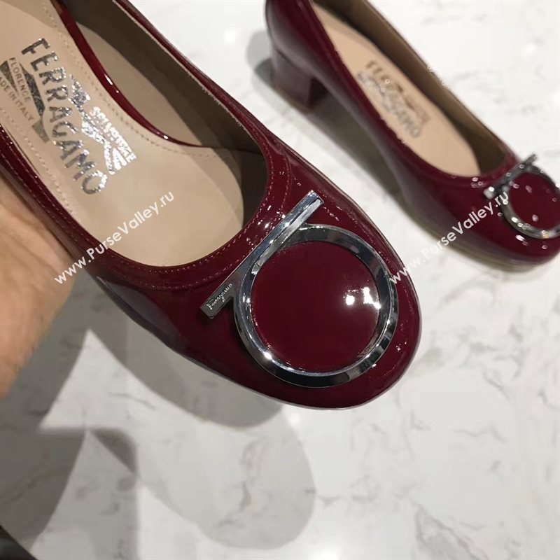 Ferragamo 4cm heels sandals wine paint shoes 4314