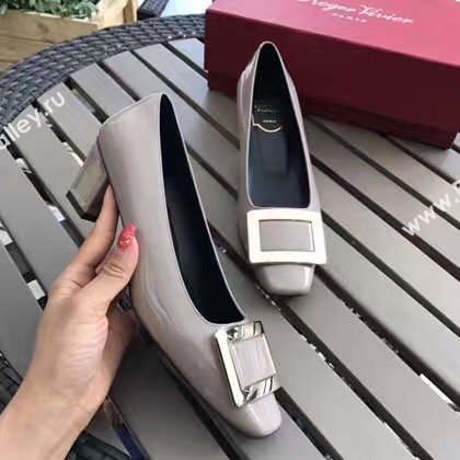 Roger Vivier RV 4.5cm heels gray sandals shoes 4320