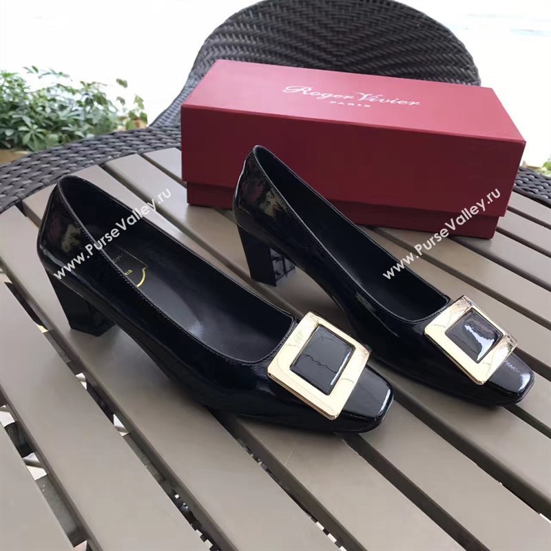Roger Vivier RV 4.5cm heels black sandals shoes 4323