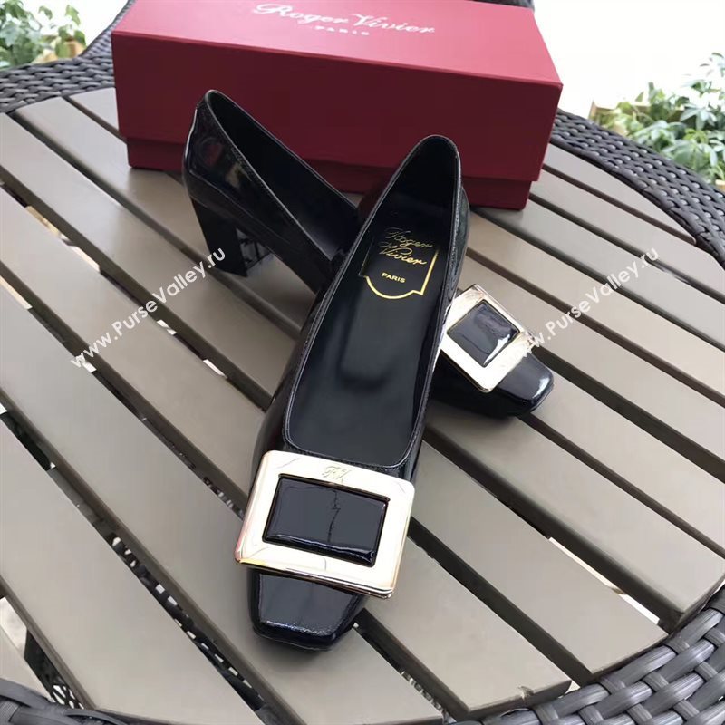 Roger Vivier RV 4.5cm heels black sandals shoes 4323