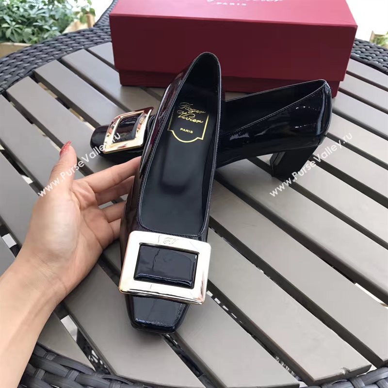 Roger Vivier RV 4.5cm heels black sandals shoes 4323