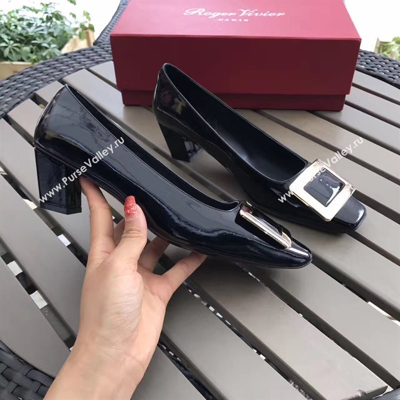Roger Vivier RV 4.5cm heels black sandals shoes 4323