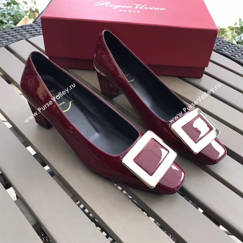 Roger Vivier RV 4.5cm heels wine sandals shoes 4324