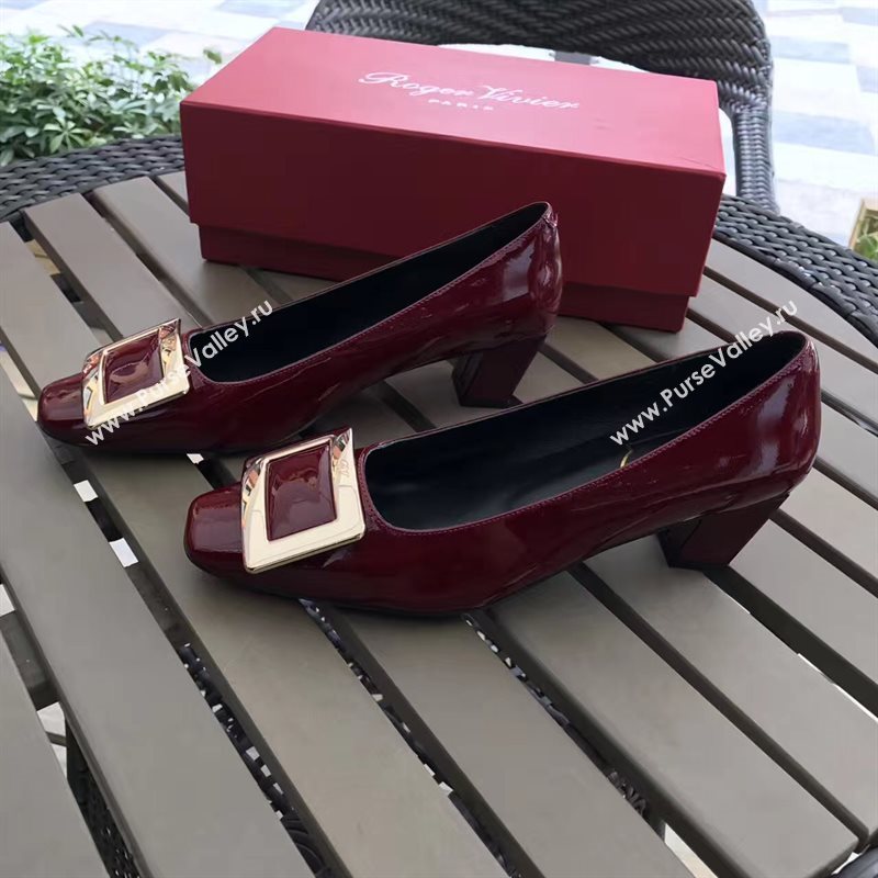 Roger Vivier RV 4.5cm heels wine sandals shoes 4324