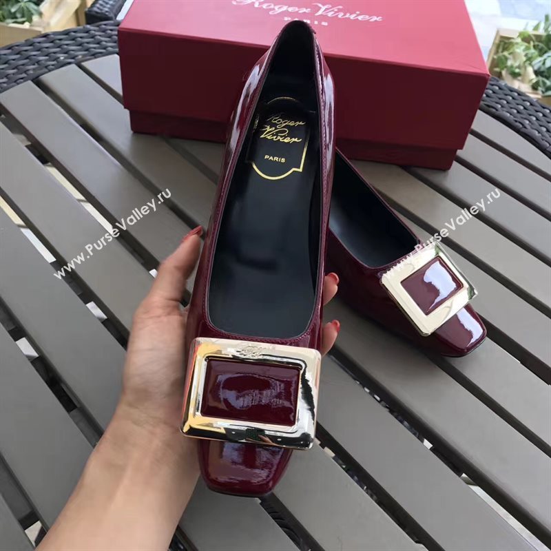 Roger Vivier RV 4.5cm heels wine sandals shoes 4324