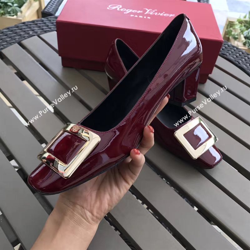 Roger Vivier RV 4.5cm heels wine sandals shoes 4324
