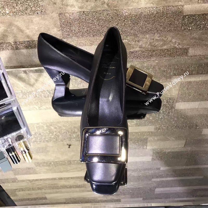 Roger Vivier RV 4.5cm heels black sandals shoes 4326