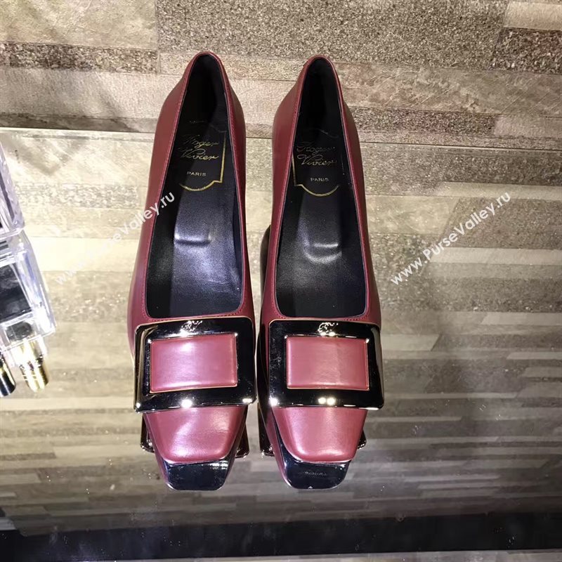 Roger Vivier RV 4.5cm heels wine sandals shoes 4327