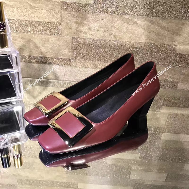 Roger Vivier RV 4.5cm heels wine sandals shoes 4327