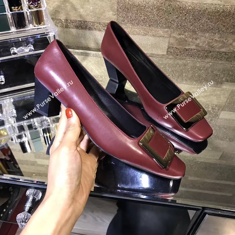 Roger Vivier RV 4.5cm heels wine sandals shoes 4327