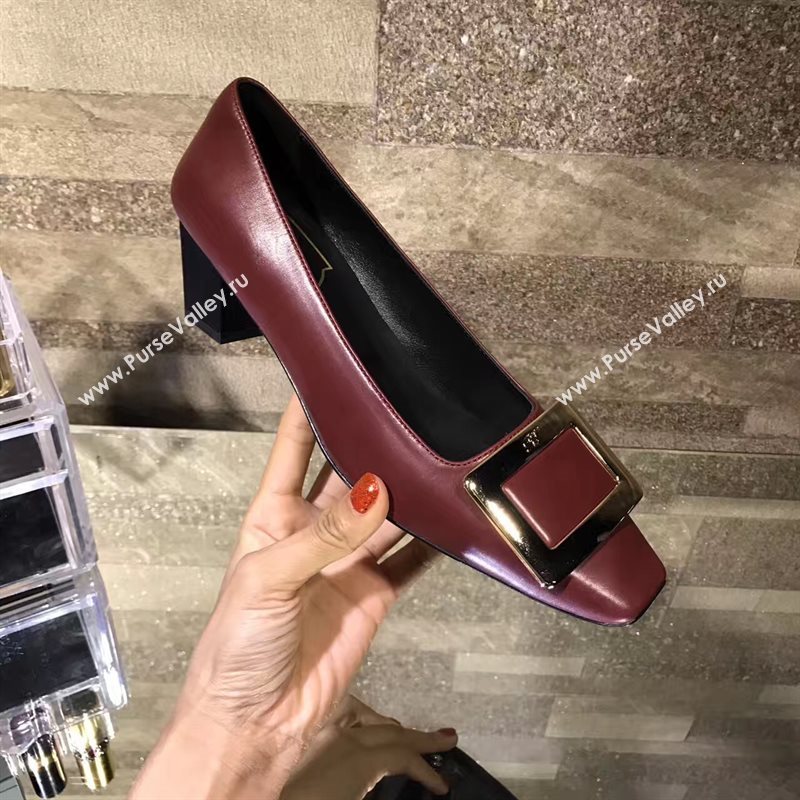 Roger Vivier RV 4.5cm heels wine sandals shoes 4327