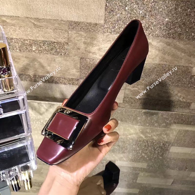 Roger Vivier RV 4.5cm heels wine sandals shoes 4327