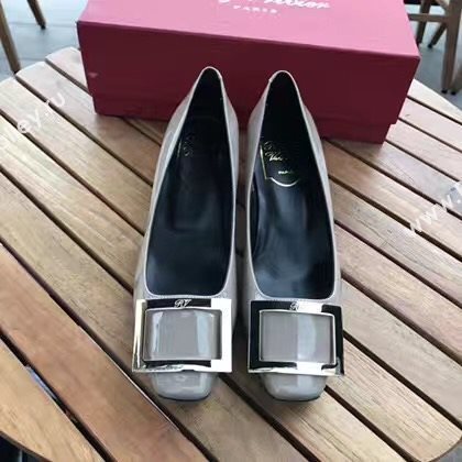 Roger Vivier RV 4.5cm heels sandals gray paint shoes 4329
