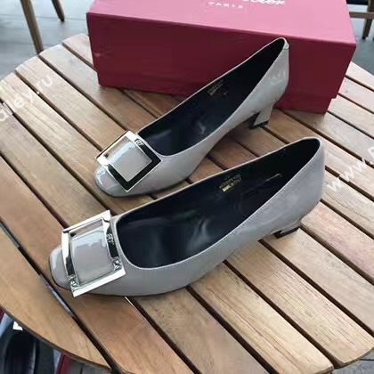 Roger Vivier RV 4.5cm heels sandals gray paint shoes 4329