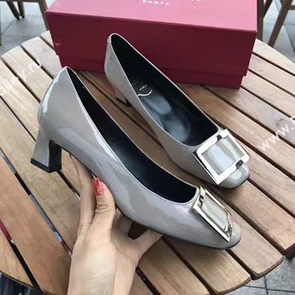 Roger Vivier RV 4.5cm heels sandals gray paint shoes 4329