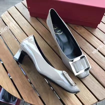 Roger Vivier RV 4.5cm heels sandals gray paint shoes 4329