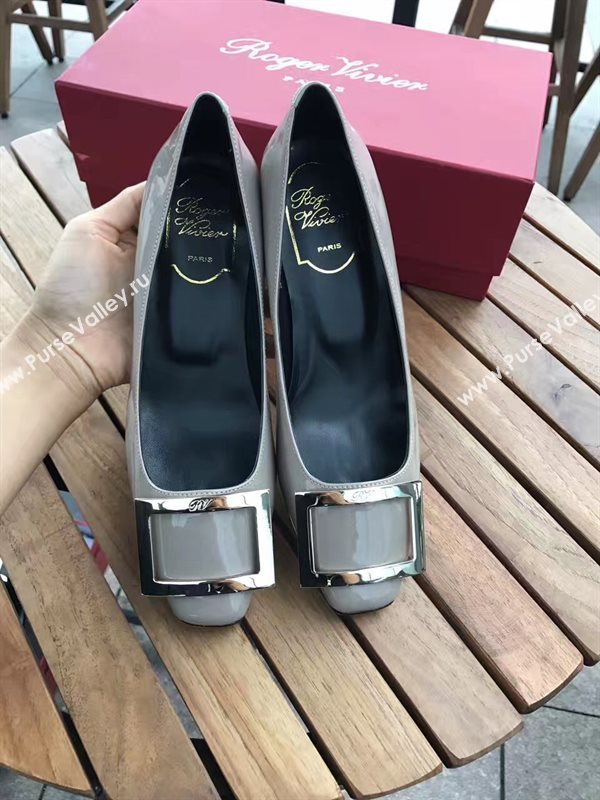 Roger Vivier RV 4.5cm heels sandals gray paint shoes 4329