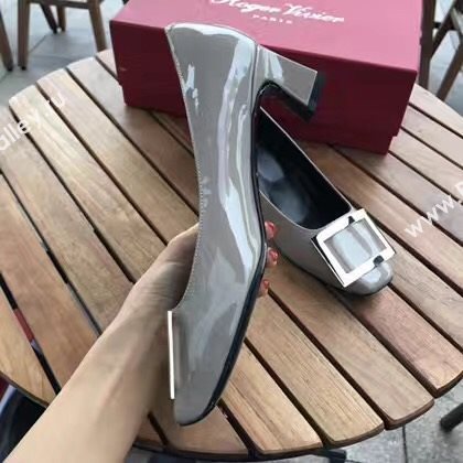 Roger Vivier RV 4.5cm heels sandals gray paint shoes 4329