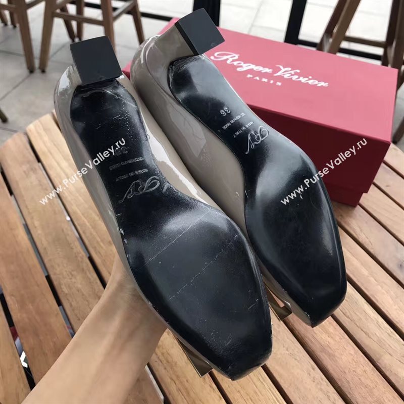 Roger Vivier RV 4.5cm heels sandals gray paint shoes 4329