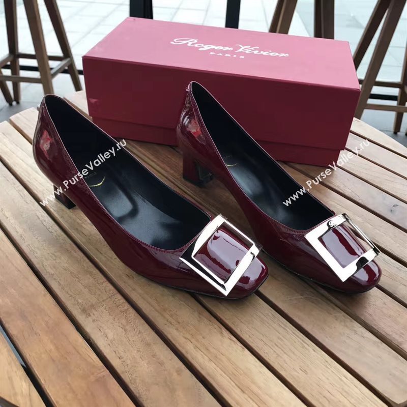 Roger Vivier RV 4.5cm heels wine sandals shoes 4330