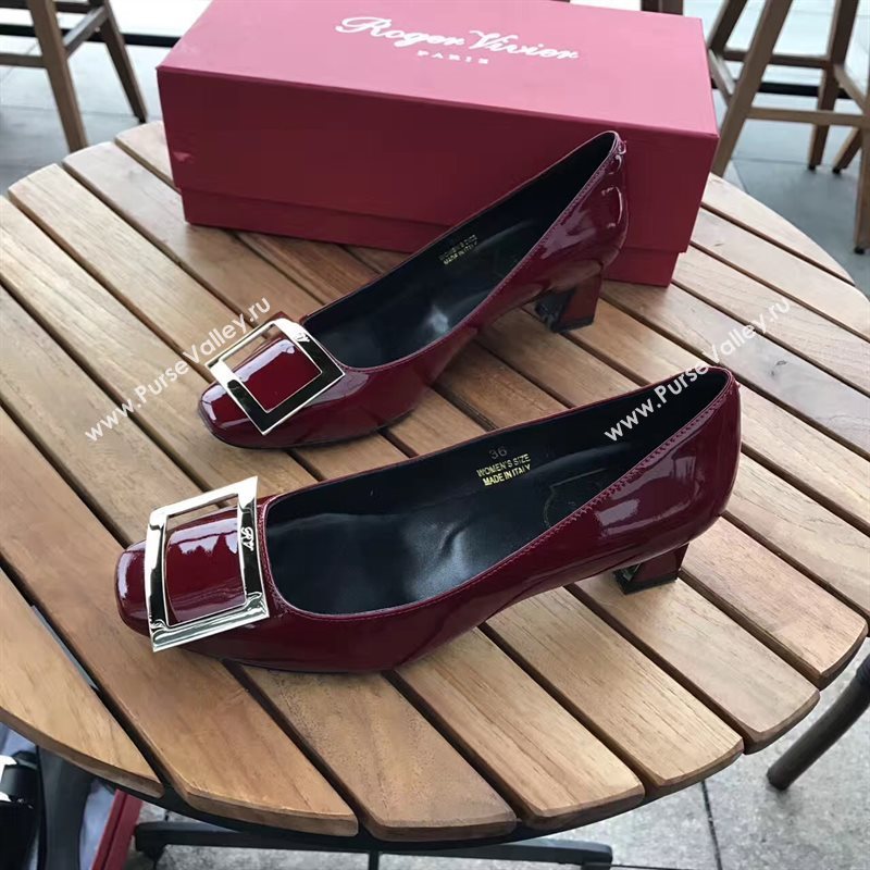 Roger Vivier RV 4.5cm heels wine sandals shoes 4330