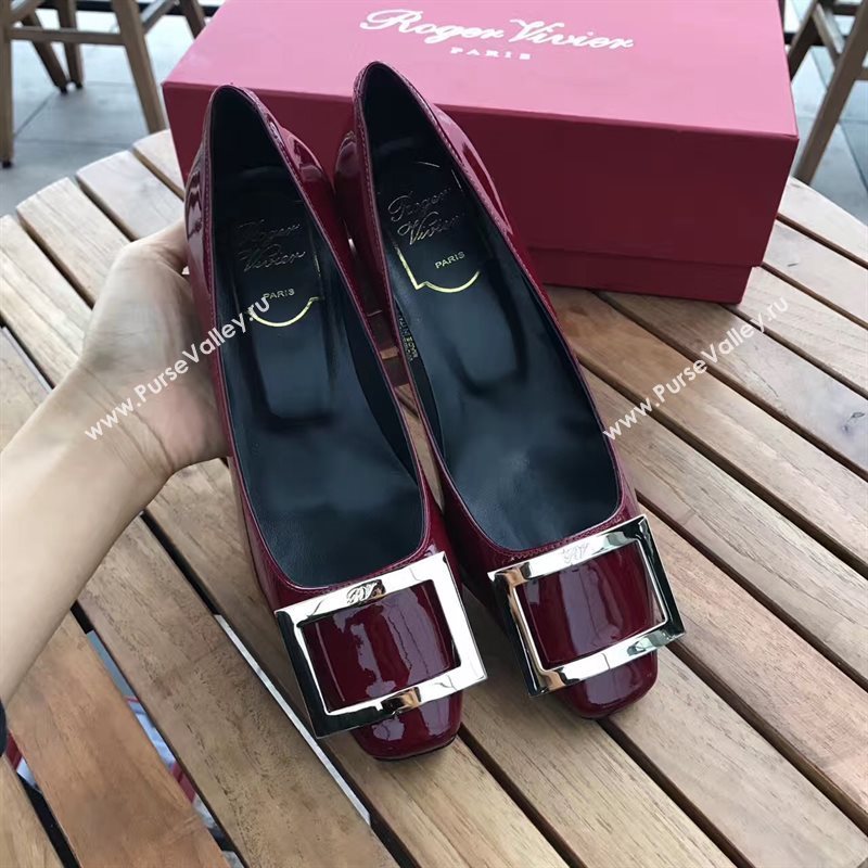 Roger Vivier RV 4.5cm heels wine sandals shoes 4330