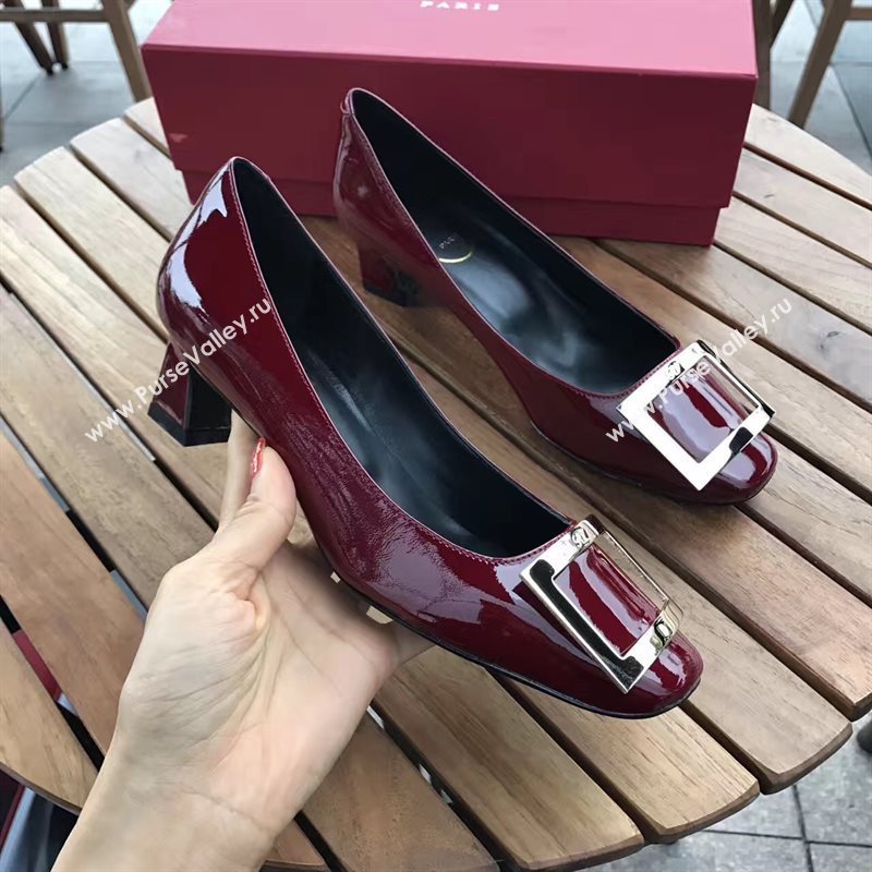 Roger Vivier RV 4.5cm heels wine sandals shoes 4330