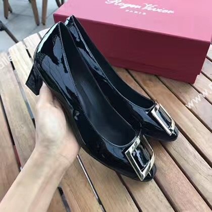 Roger Vivier RV 4.5cm heels black sandals shoes 4331