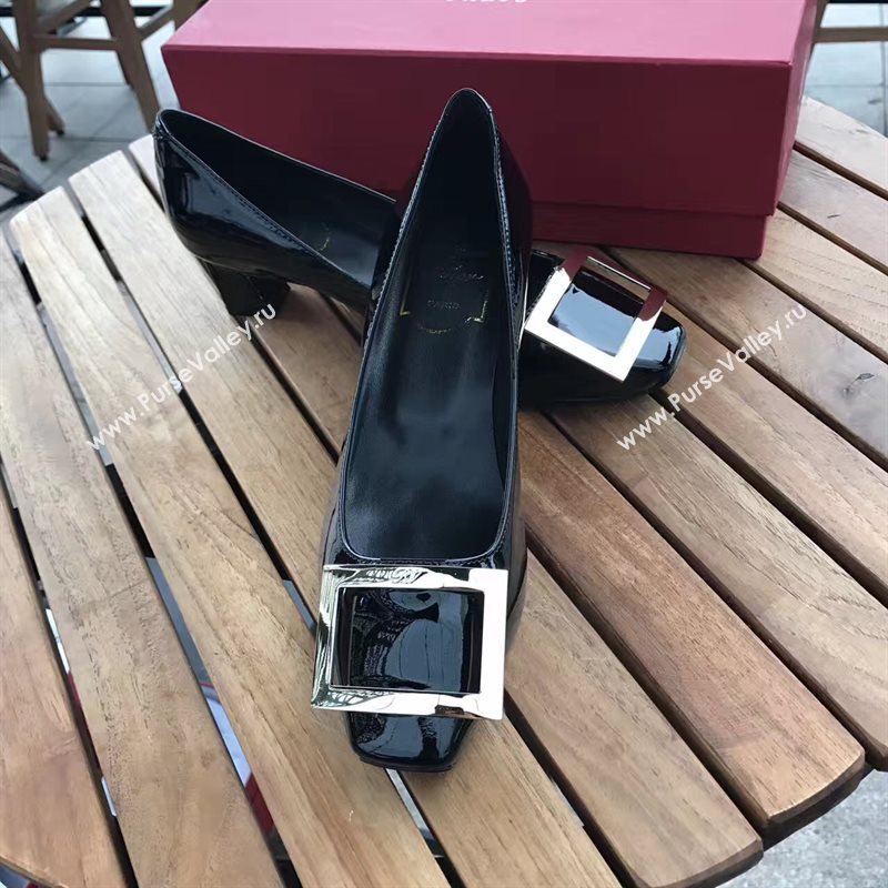 Roger Vivier RV 4.5cm heels black sandals shoes 4331