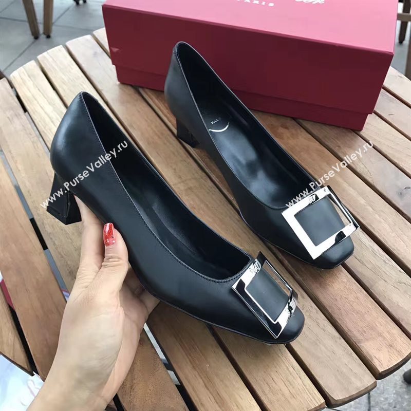 Roger Vivier RV 4.5cm black sandals heels shoes 4332