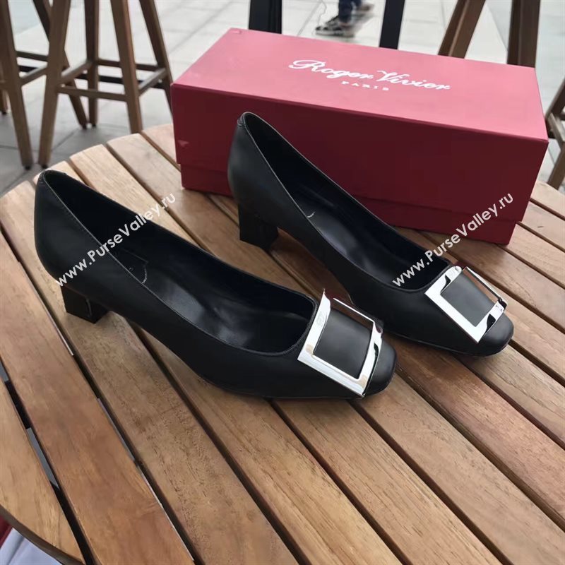 Roger Vivier RV 4.5cm black sandals heels shoes 4332