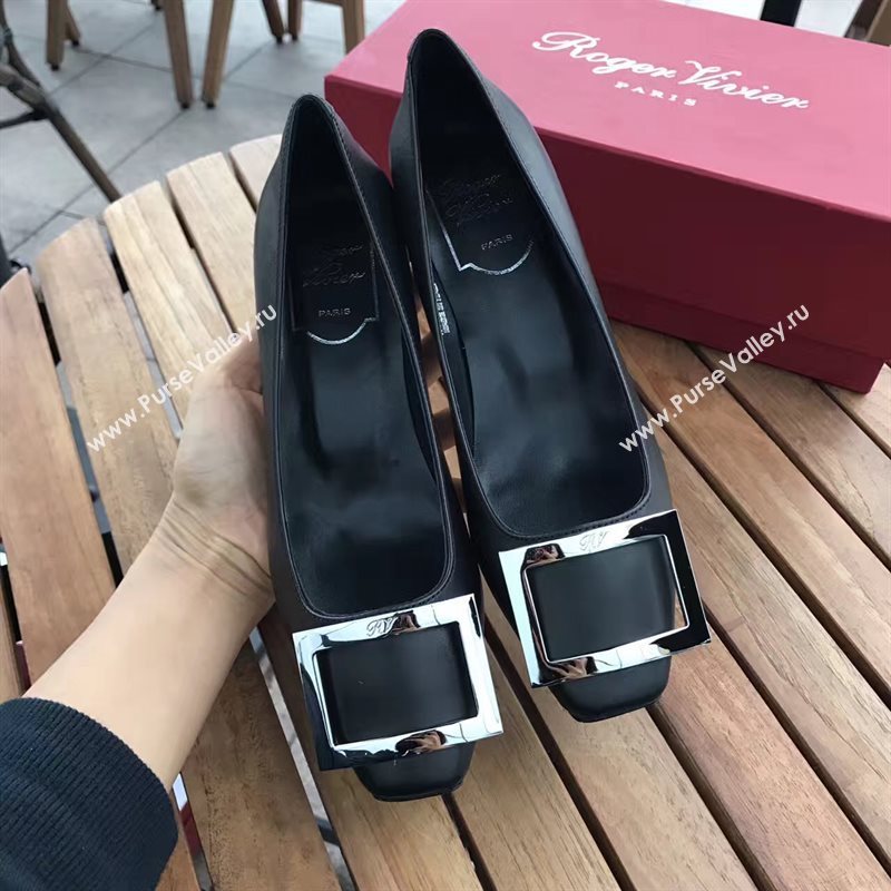 Roger Vivier RV 4.5cm black sandals heels shoes 4332