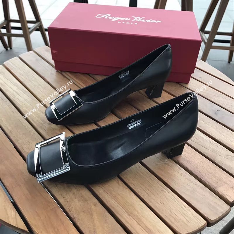 Roger Vivier RV 4.5cm black sandals heels shoes 4332