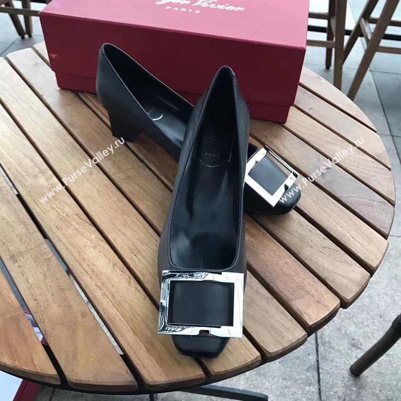 Roger Vivier RV 4.5cm black sandals heels shoes 4332