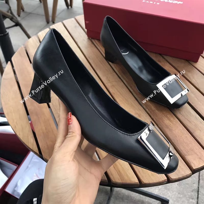 Roger Vivier RV 4.5cm black sandals heels shoes 4332