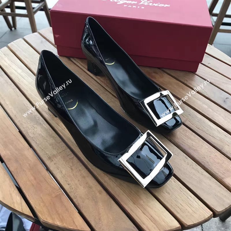 Roger Vivier RV 4.5cm black sandals heels shoes 4332