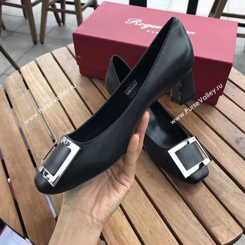 Roger Vivier RV 4.5cm black sandals heels shoes 4332