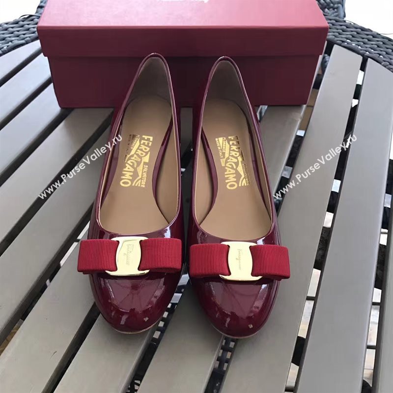 Ferragamo 3.5cm heels wine sandals shoes 4335