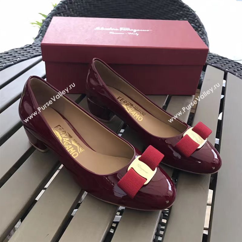 Ferragamo 3.5cm heels wine sandals shoes 4335