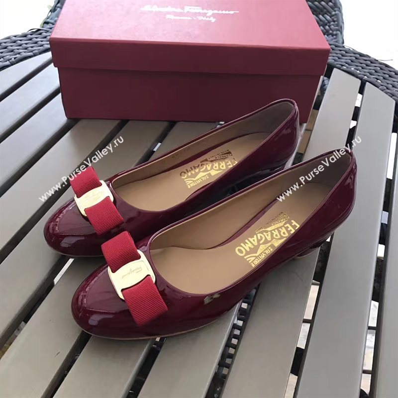 Ferragamo 3.5cm heels wine sandals shoes 4335