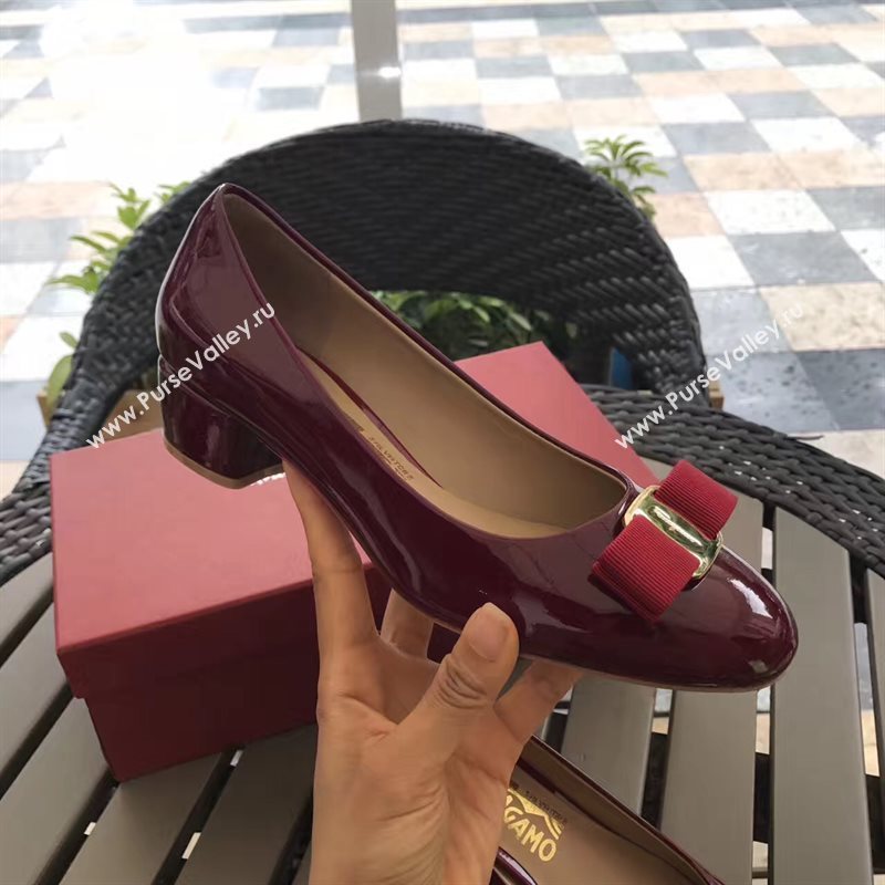 Ferragamo 3.5cm heels wine sandals shoes 4335