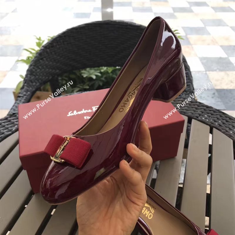 Ferragamo 3.5cm heels wine sandals shoes 4335