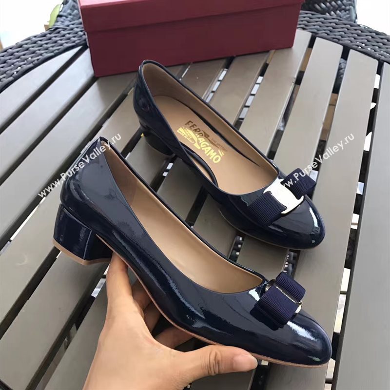 Ferragamo 3.5cm heels navy sandals shoes 4337