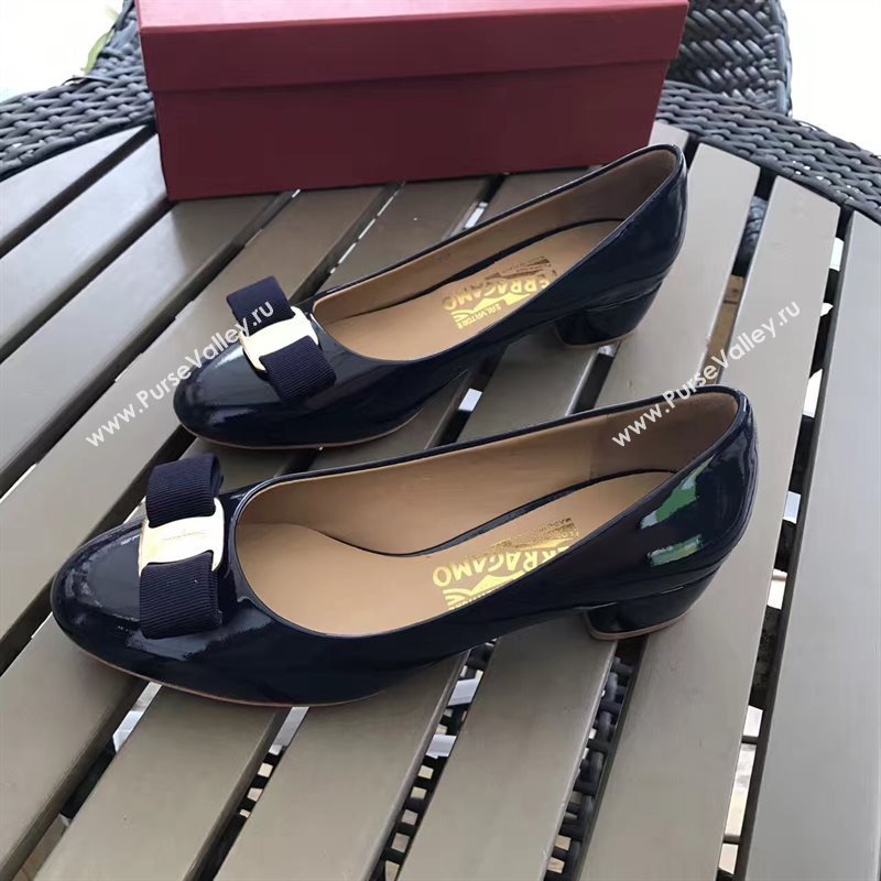 Ferragamo 3.5cm heels navy sandals shoes 4337