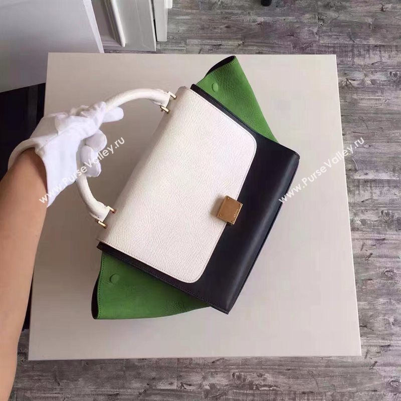 Celine tri-colors Trapeze flap white bag 4468