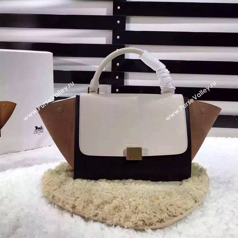 Celine tri-colors white Trapeze tan bag 4472